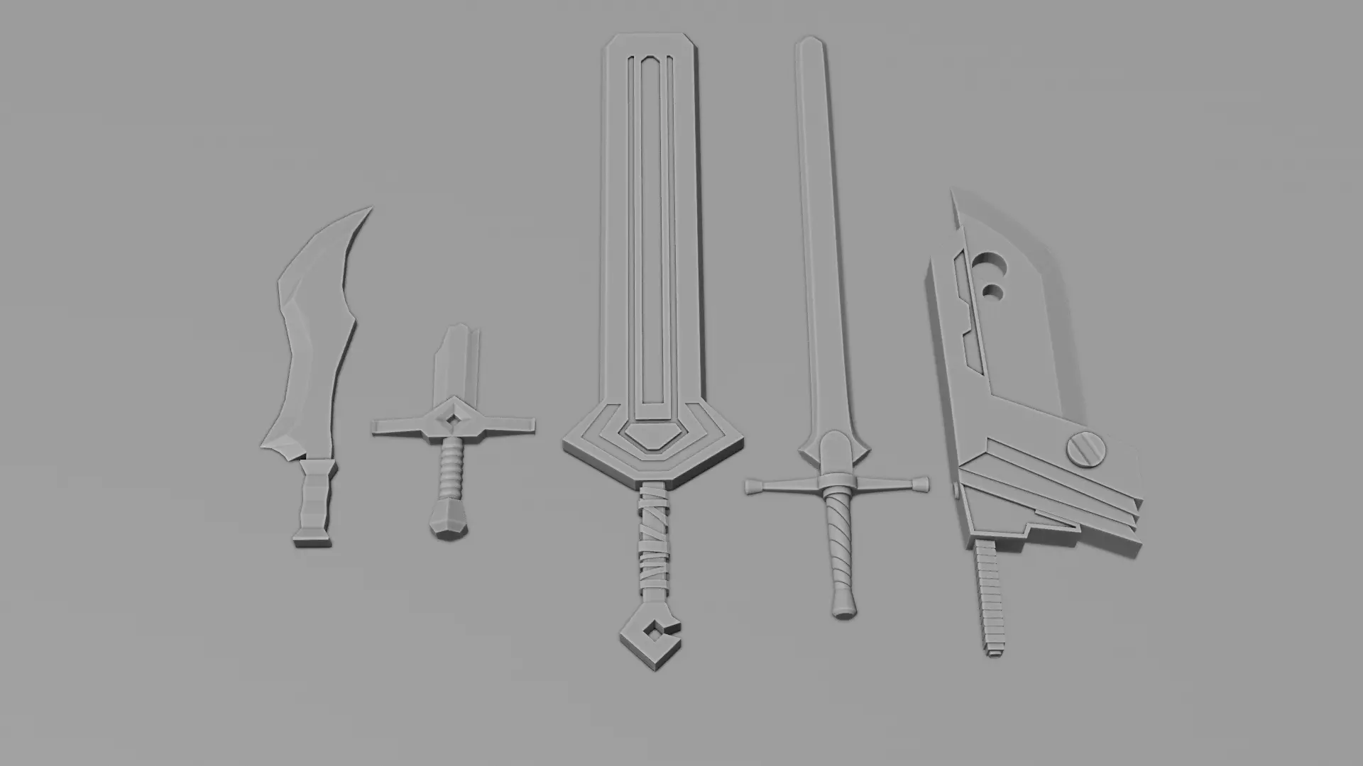 Low Poly stylized Sword Collection Base Mesh Low-poly 3D model_0