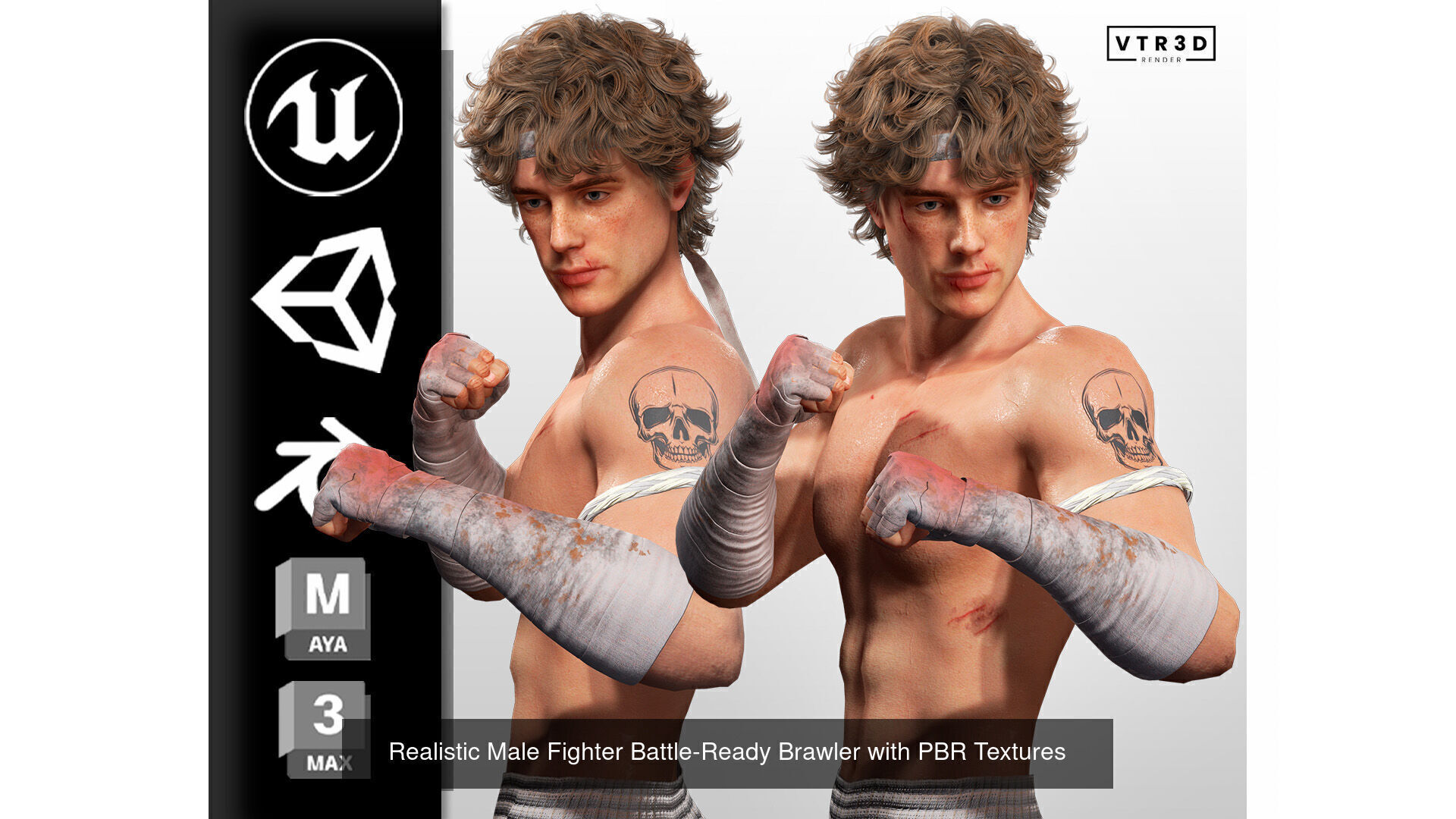 Realistic Martial Arts Fighter Couple 3D Model Collection_5