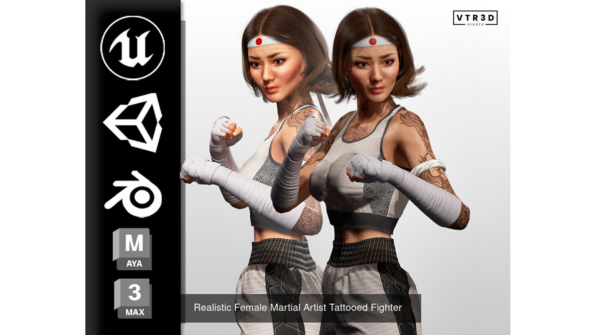 Realistic Martial Arts Fighter Couple 3D Model Collection_6