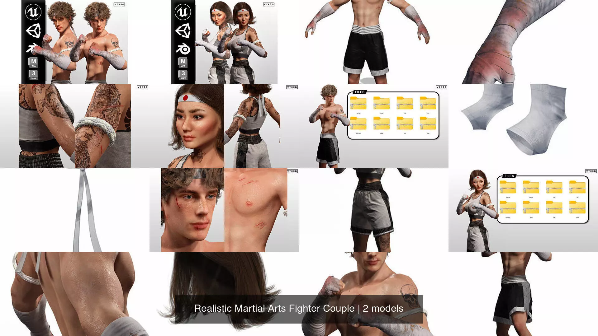 Realistic Martial Arts Fighter Couple 3D Model Collection_3