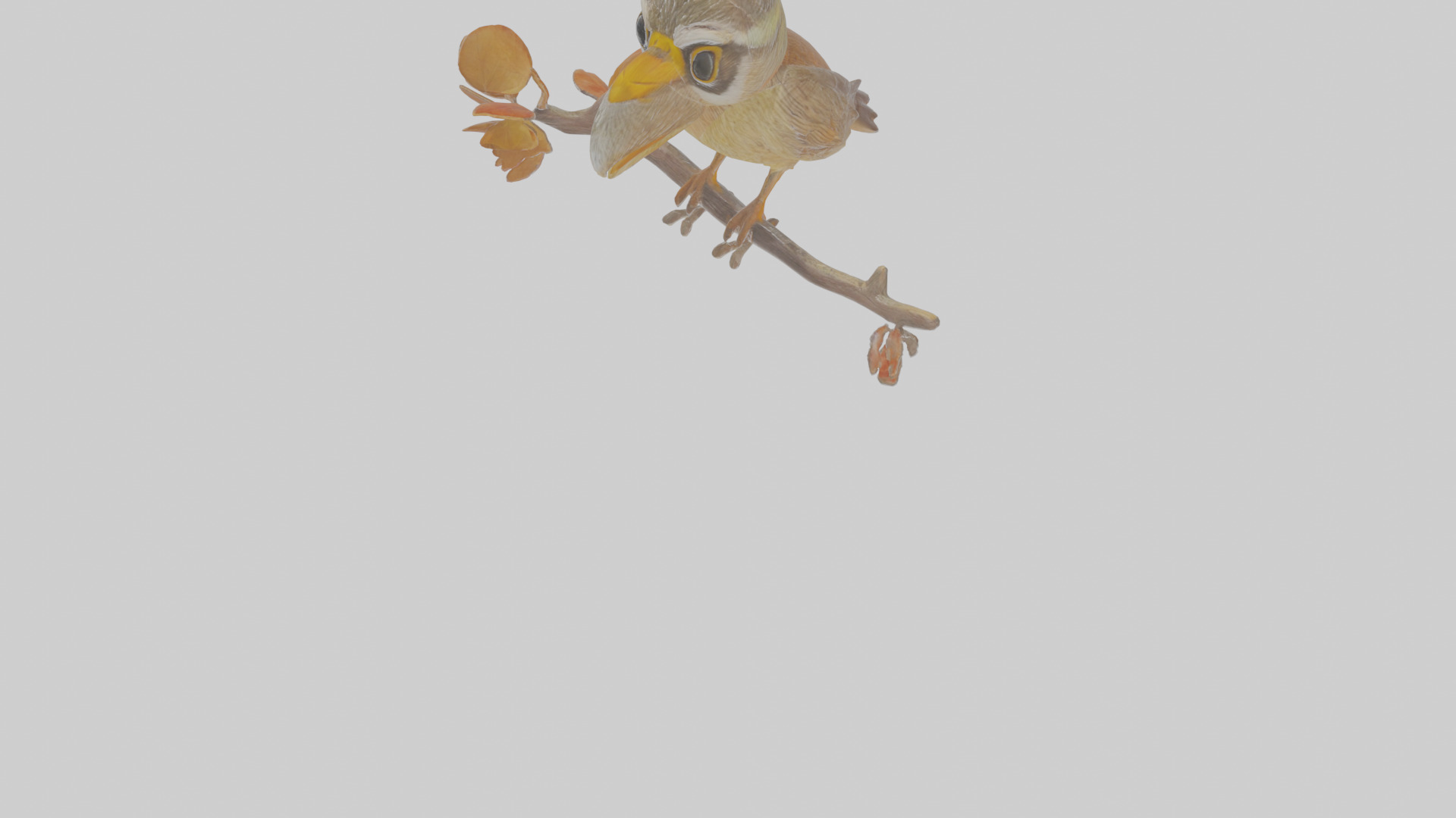 Cartoon Accentor Low-poly 3D model_9