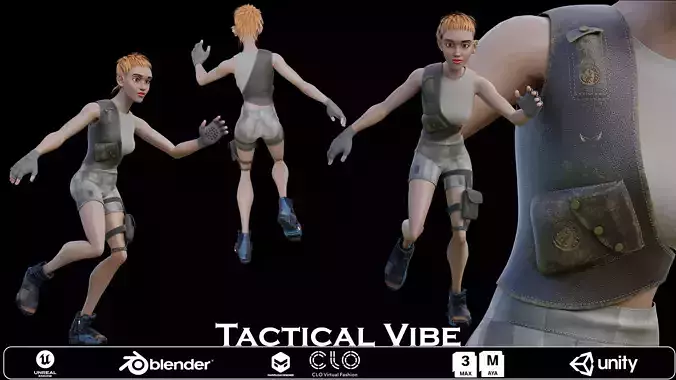 Tactical Vibe - Stylized 3D Character Low-poly 3D model Tactical Vibe - Stylized 3D Character Low-poly 3D model
