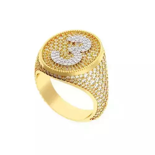 Letter 3 HIP HOP RING 