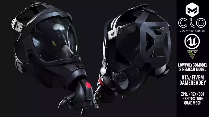 Drager FPS 7000 Full Face Mask High-Poly 3D Model FiveM Low-poly 3D model