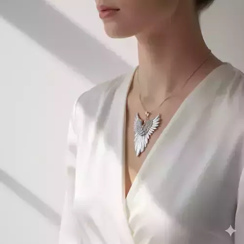 Celestial Wings Pendant  Angelic Diamond Necklace