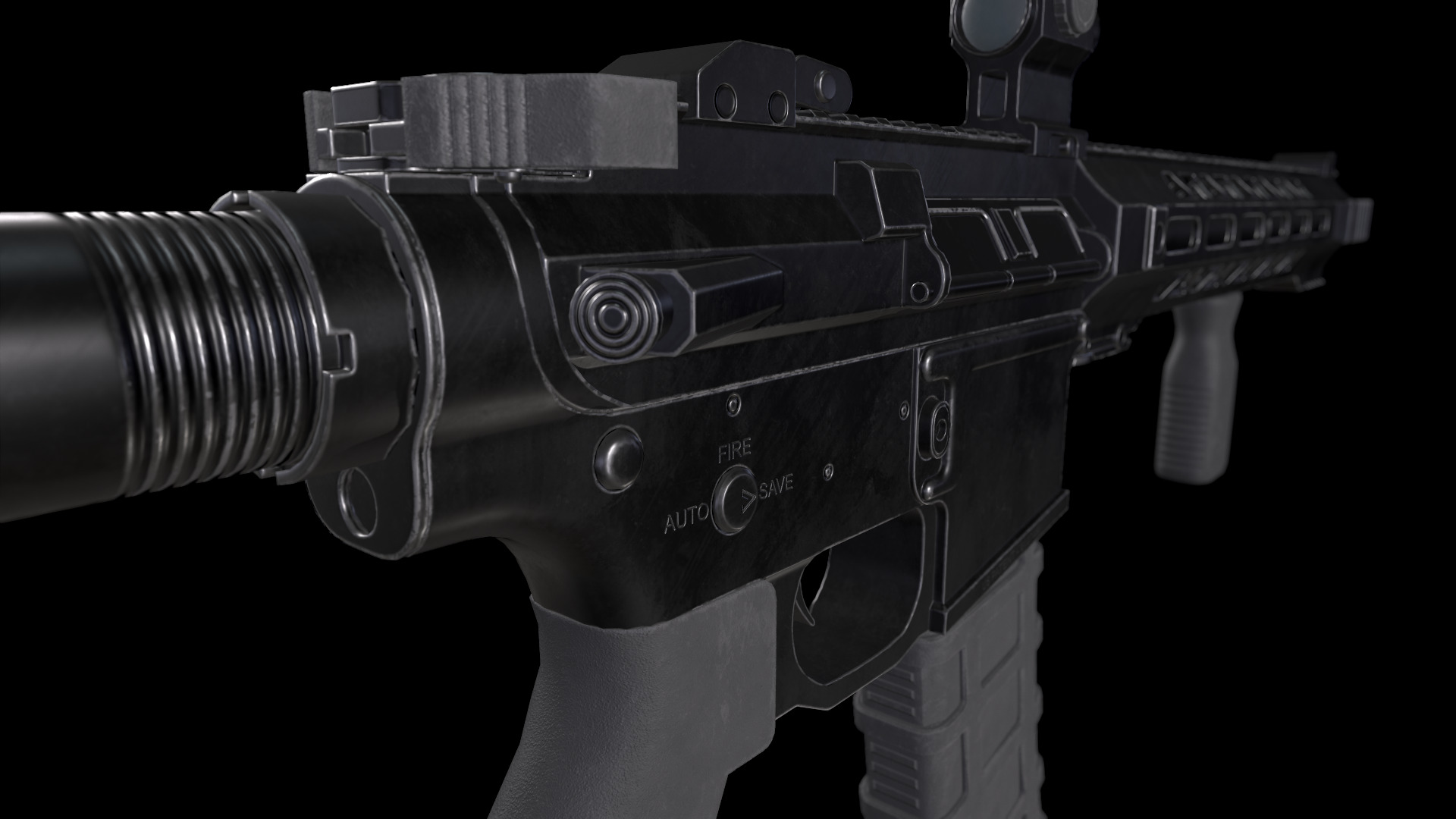 AR15 Rifle Low-poly 3D model_3