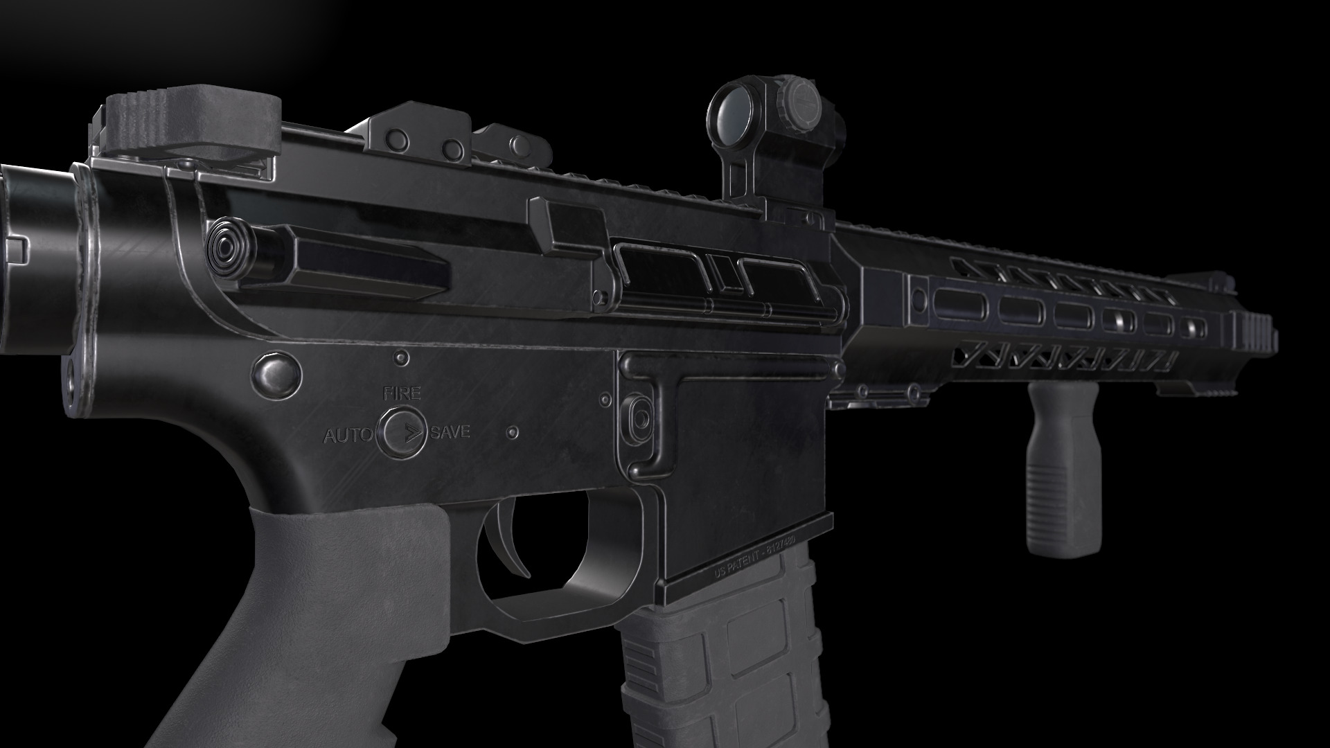 AR15 Rifle Low-poly 3D model_2