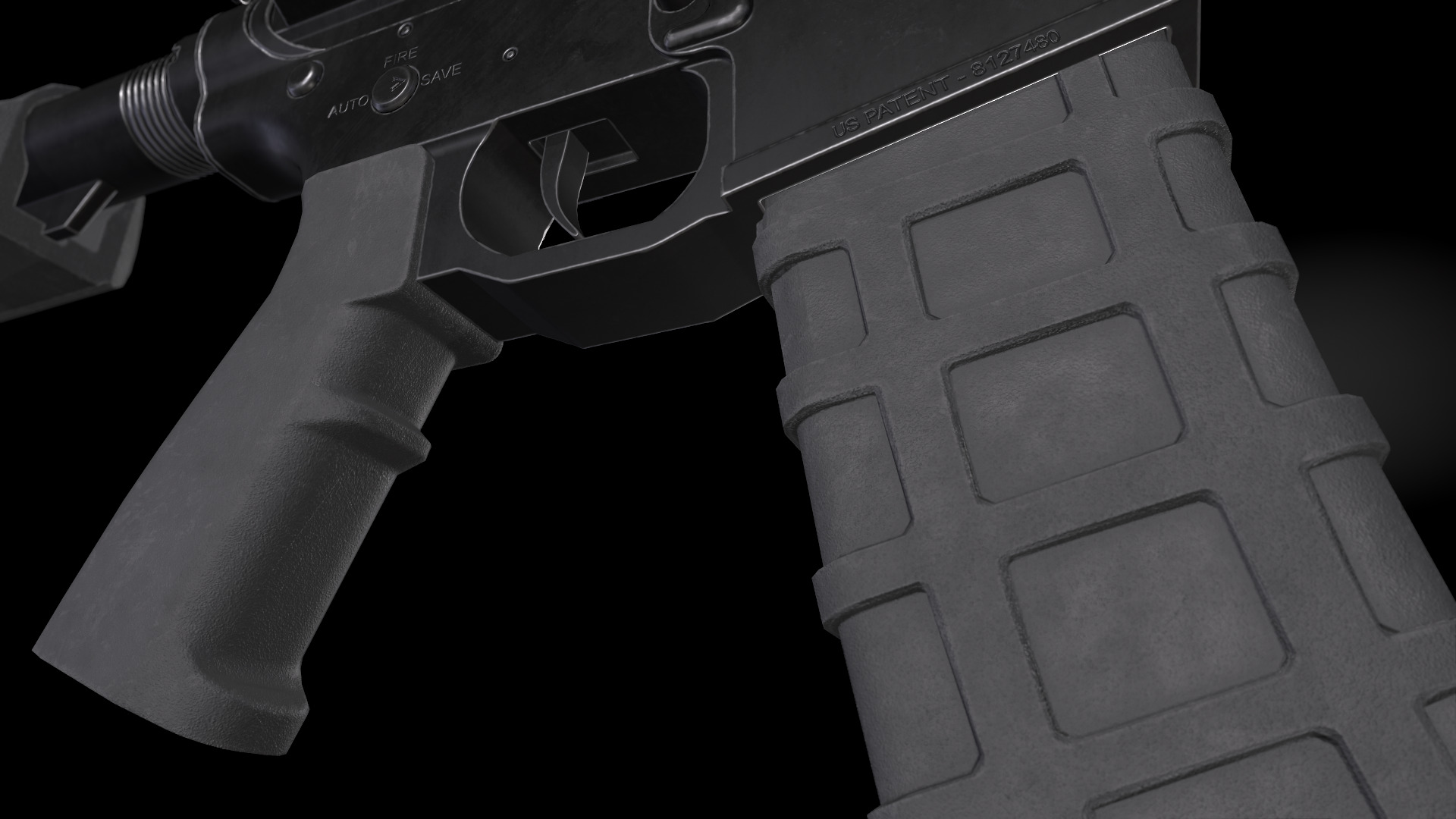 AR15 Rifle Low-poly 3D model_7