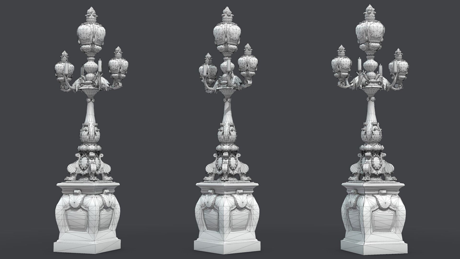 French Street Lamp Low-poly 3D model_5