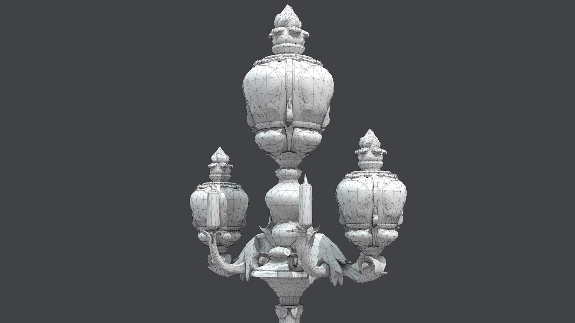 French Street Lamp Low-poly 3D model_6