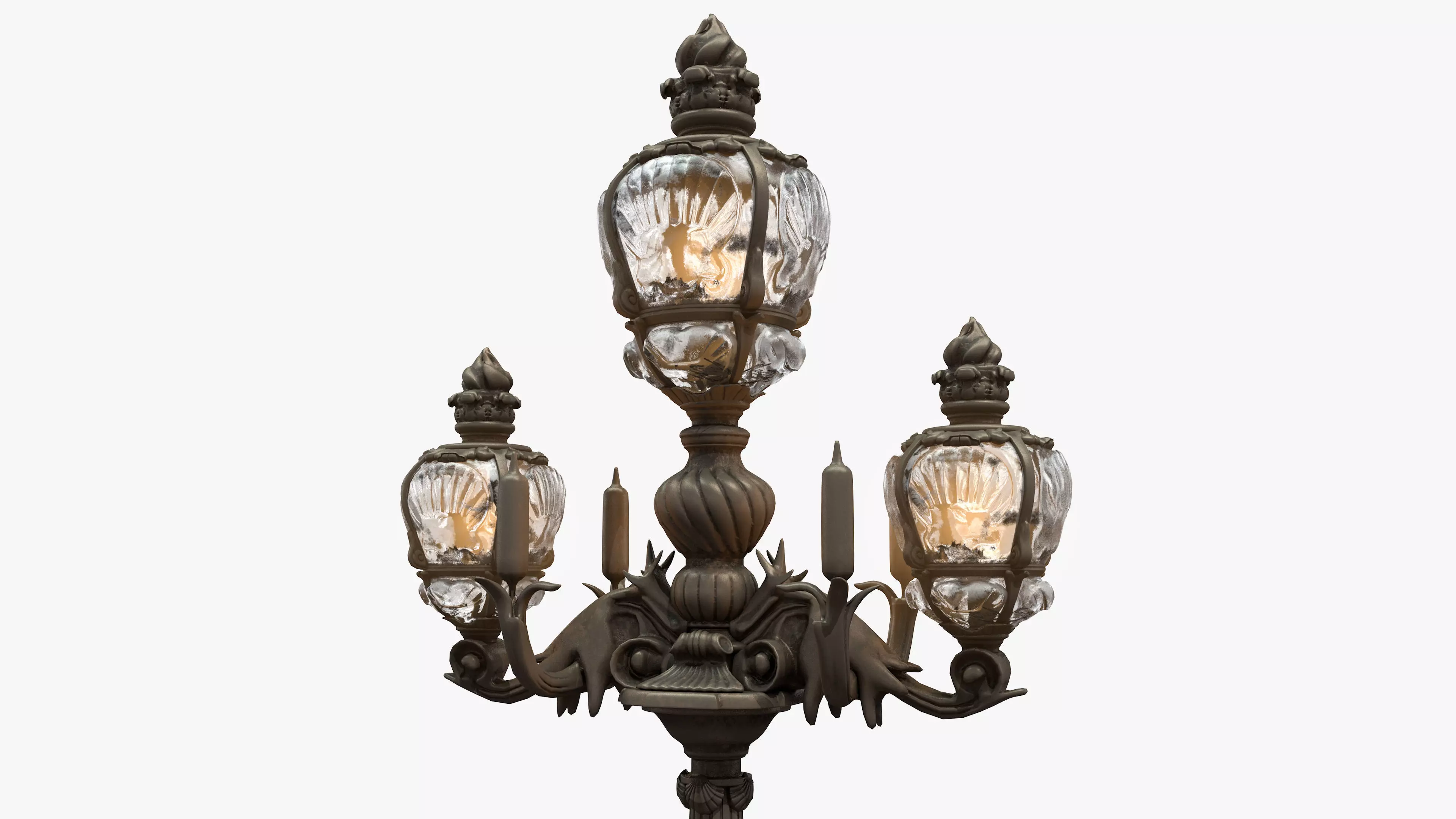 French Street Lamp Low-poly 3D model_0