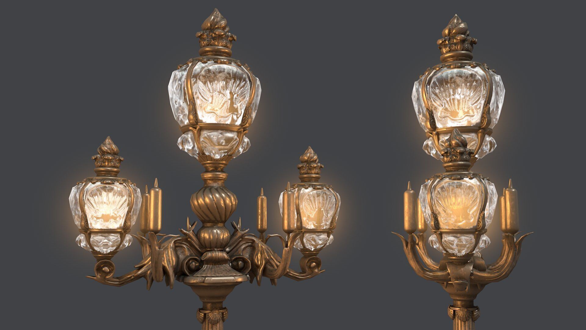 French Street Lamp Low-poly 3D model_2