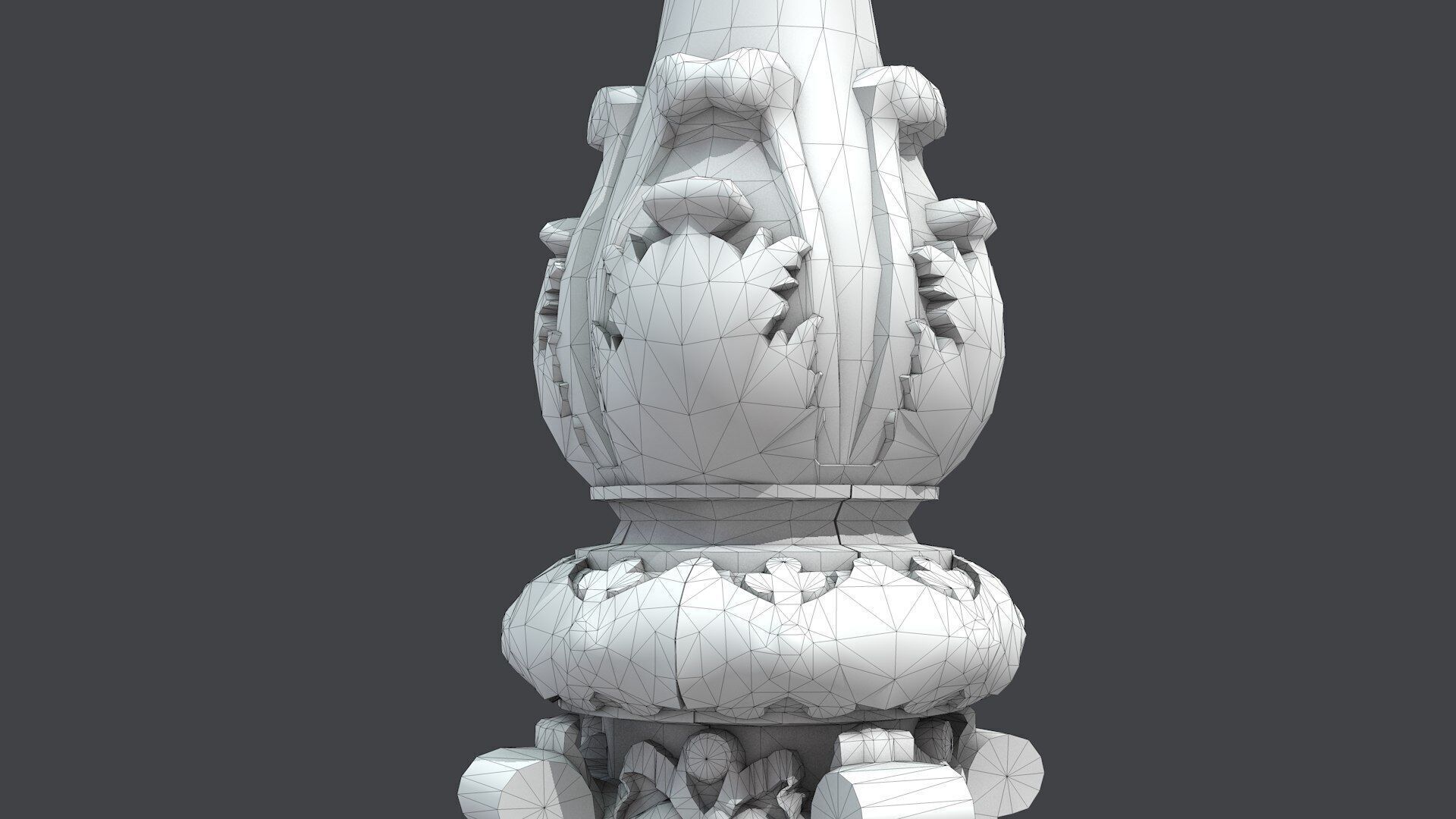 French Street Lamp Low-poly 3D model_7