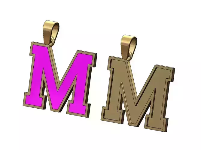 M enamel varsity letter sports letterman jersey pendant charm 