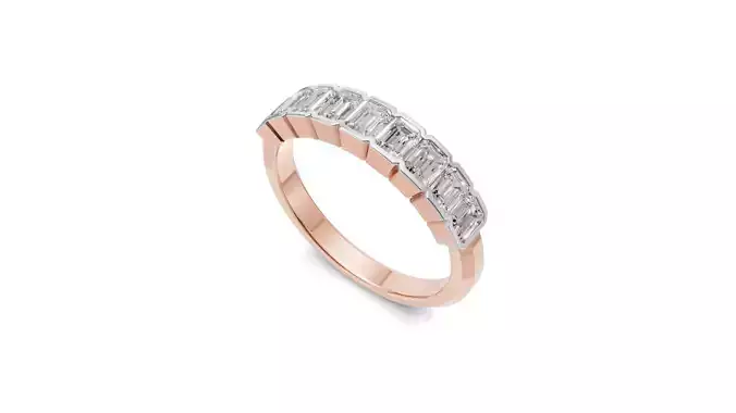 Emerald Diamond Band Ring - 3D Printable CAD Module 