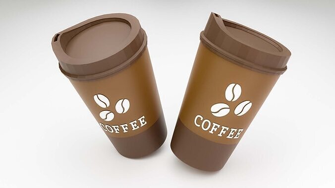 Realistic Coffee Cup 3D Model Takeaway Cup with Lid Label 3D model 5