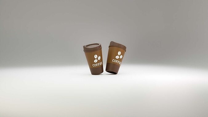Realistic Coffee Cup 3D Model Takeaway Cup with Lid Label 3D model 7