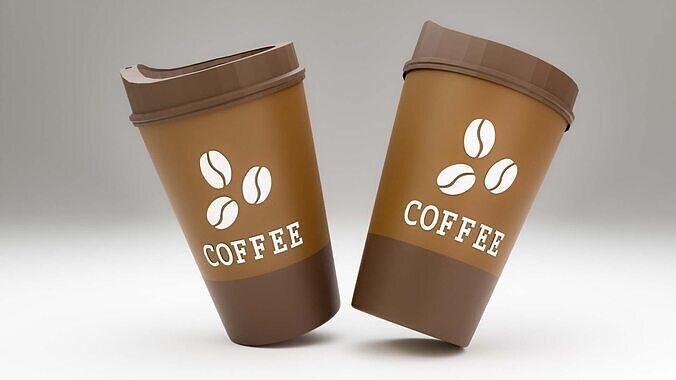 Realistic Coffee Cup 3D Model Takeaway Cup with Lid Label 3D model 6
