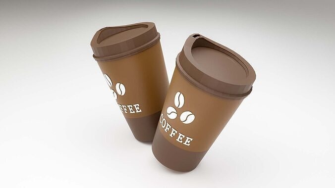 Realistic Coffee Cup 3D Model Takeaway Cup with Lid Label 3D model 4