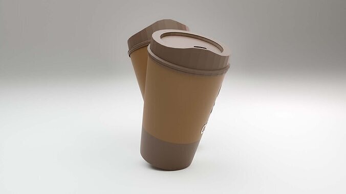 Realistic Coffee Cup 3D Model Takeaway Cup with Lid Label 3D model 2