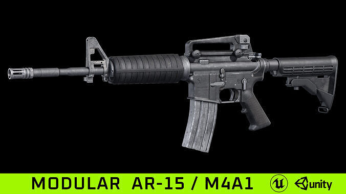 m4a1 ar15 modular  Low-poly 3D model