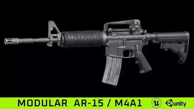 m4a1 ar15 modular  Low-poly 3D model