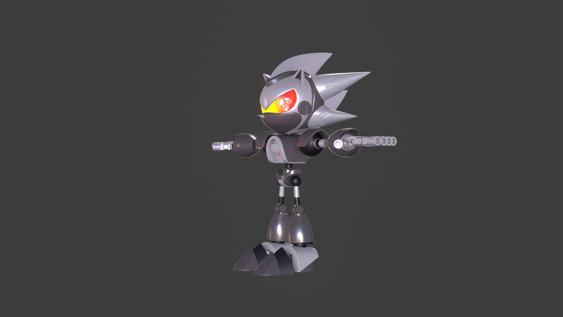 Silver Sonic v1 Low-poly 3D model_48