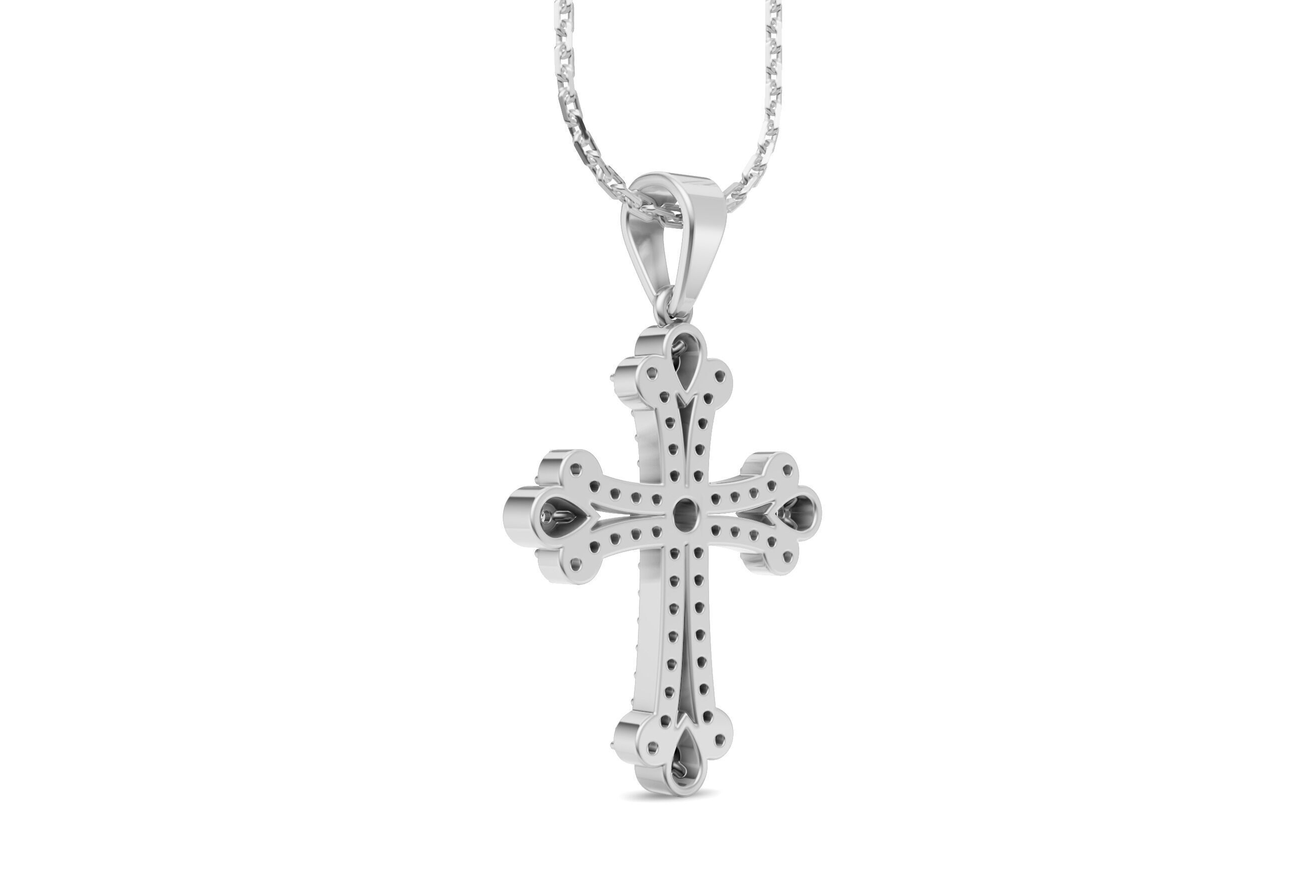 Cross Pendant Necklace with Diamond - 3D Printable CAD Module  3D print model_11