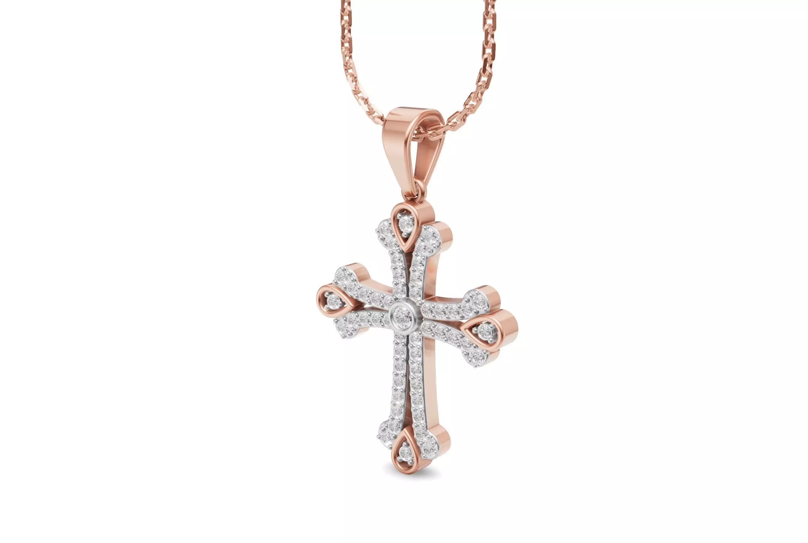 Cross Pendant Necklace with Diamond - 3D Printable CAD Module  3D print model_0