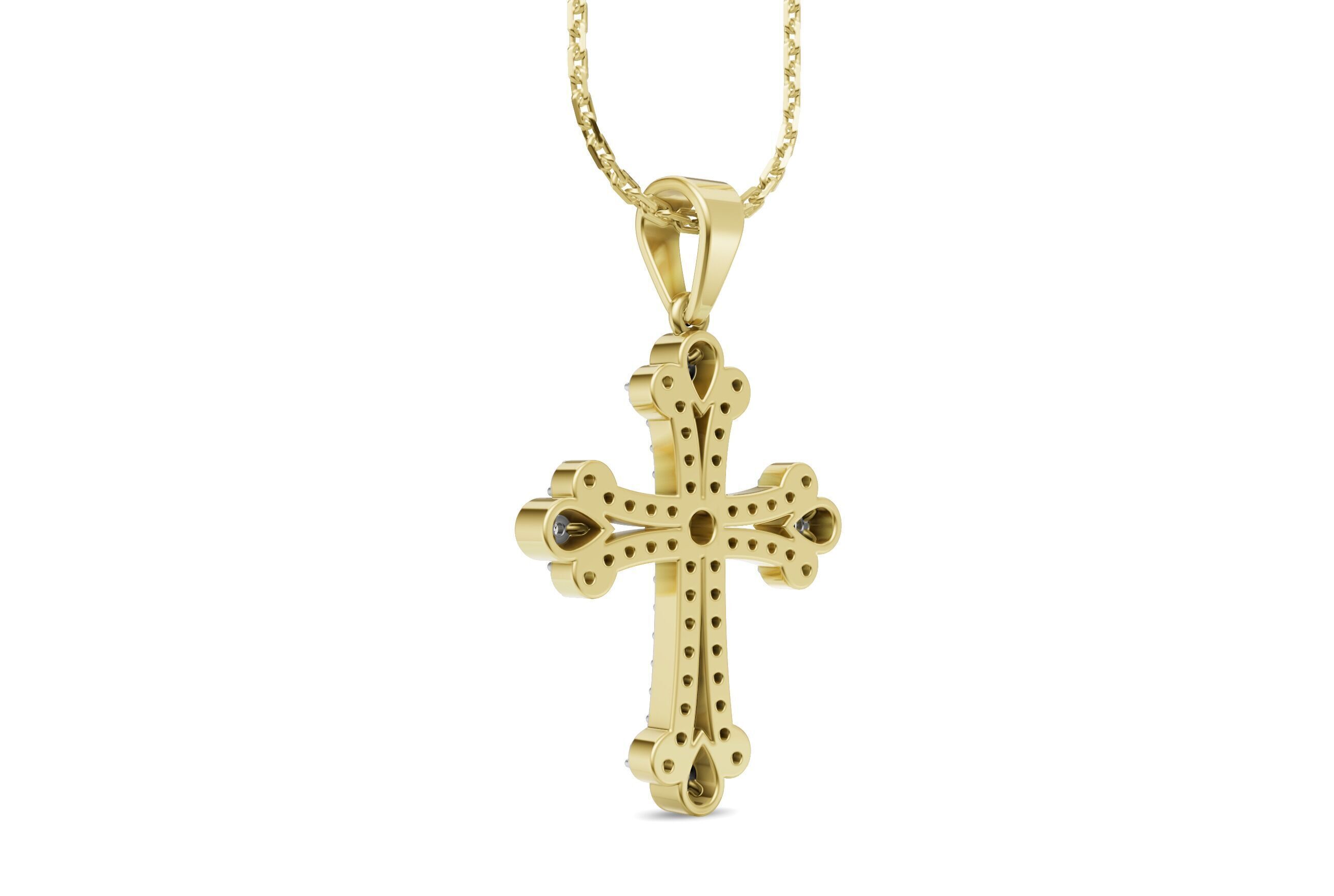 Cross Pendant Necklace with Diamond - 3D Printable CAD Module  3D print model_12