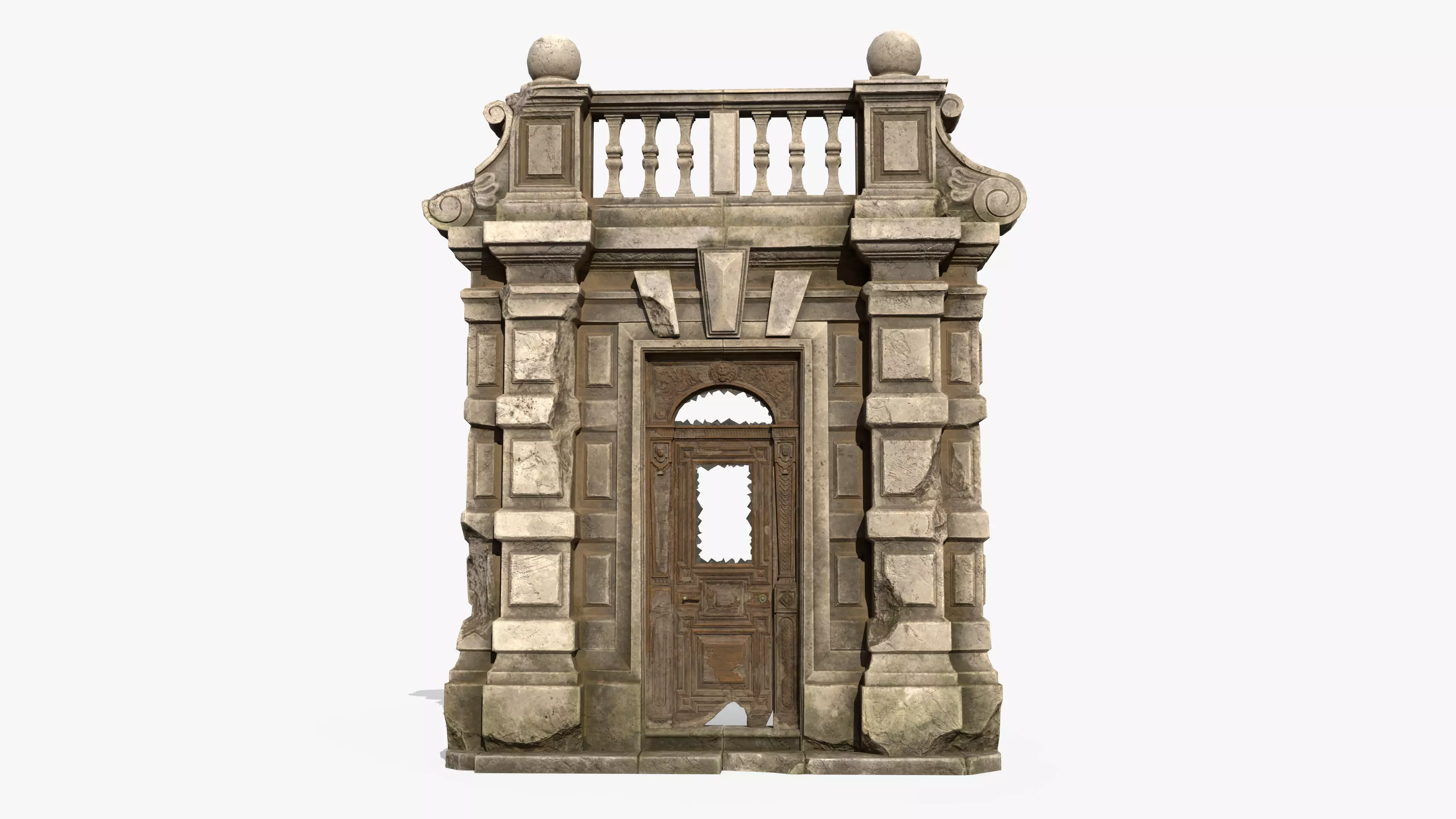 Old Portal Abandoned Door Low-poly 3D model_0