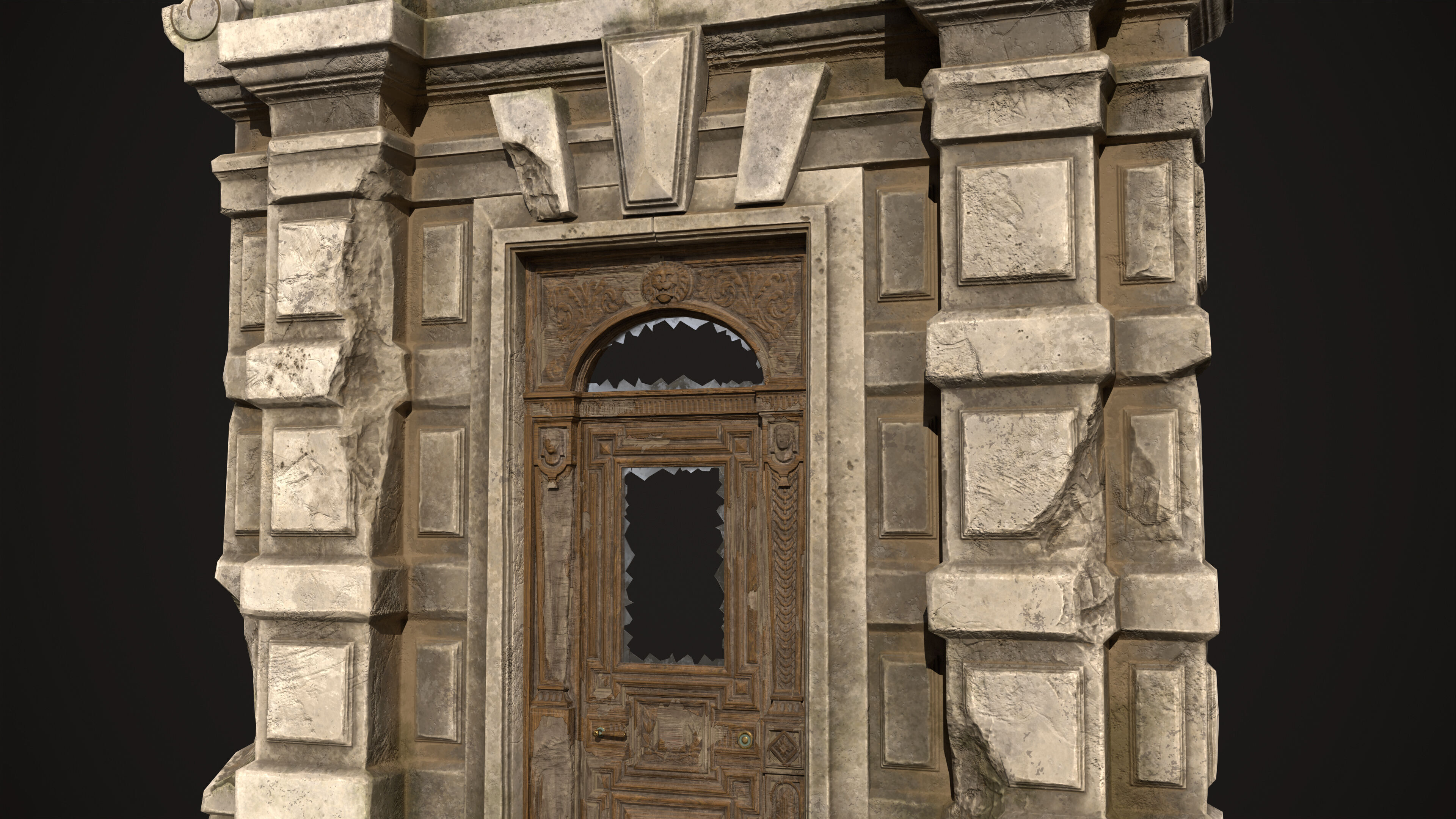 Old Portal Abandoned Door Low-poly 3D model_4