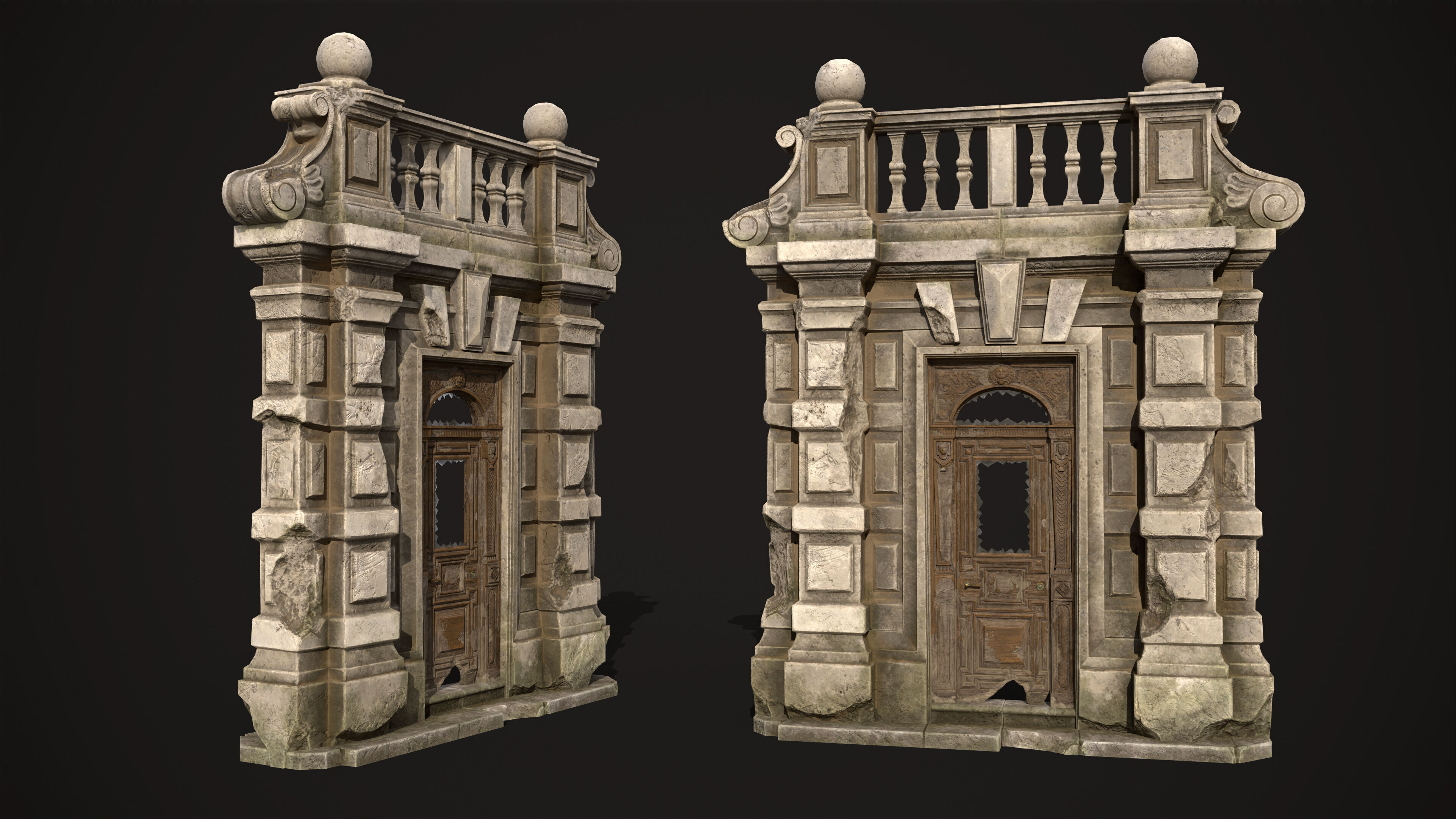 Old Portal Abandoned Door Low-poly 3D model_1