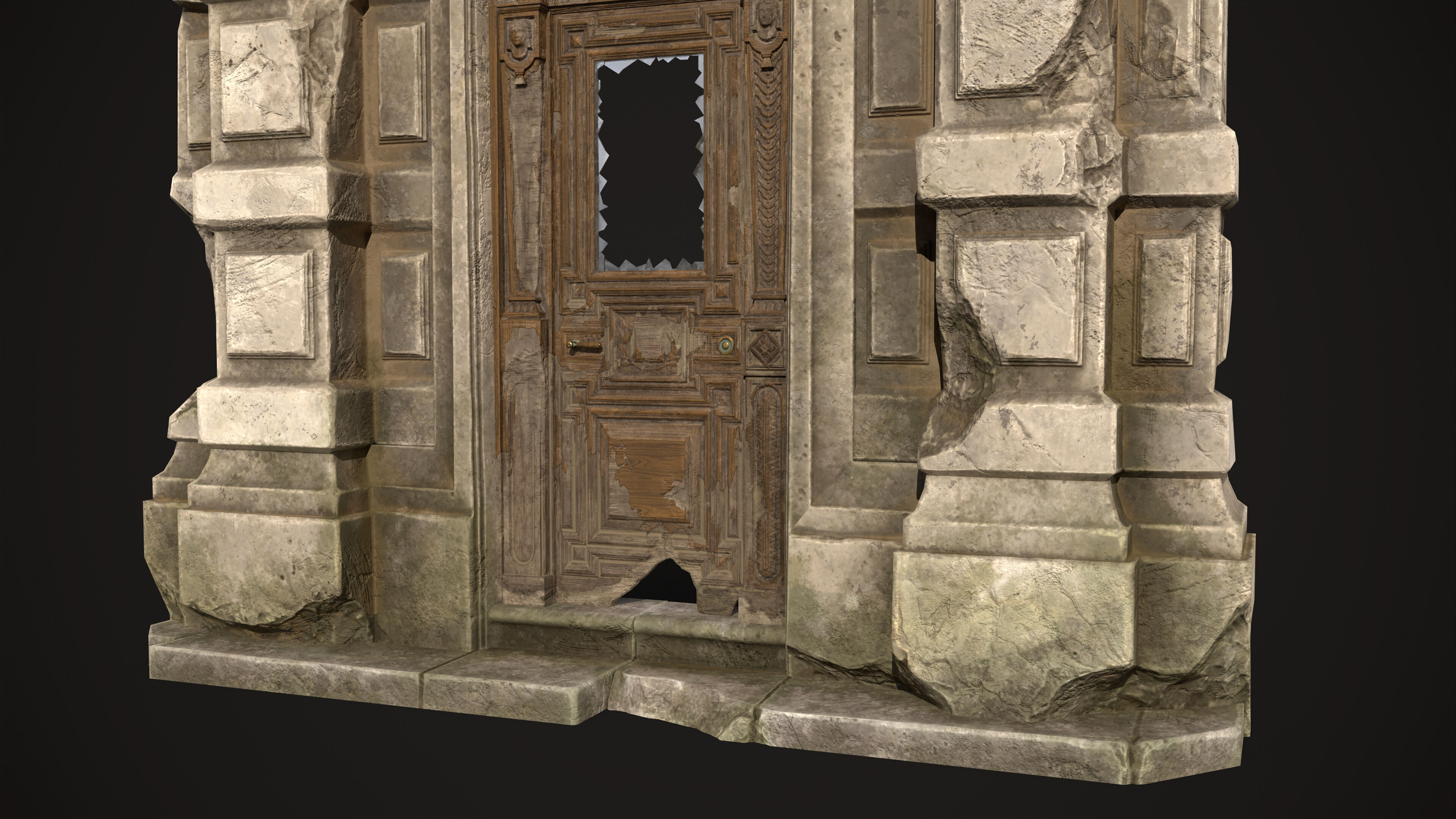 Old Portal Abandoned Door Low-poly 3D model_5