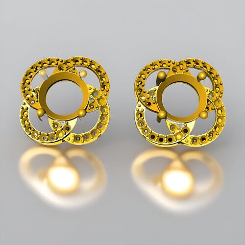 Floral Stud Earrings 3D print model