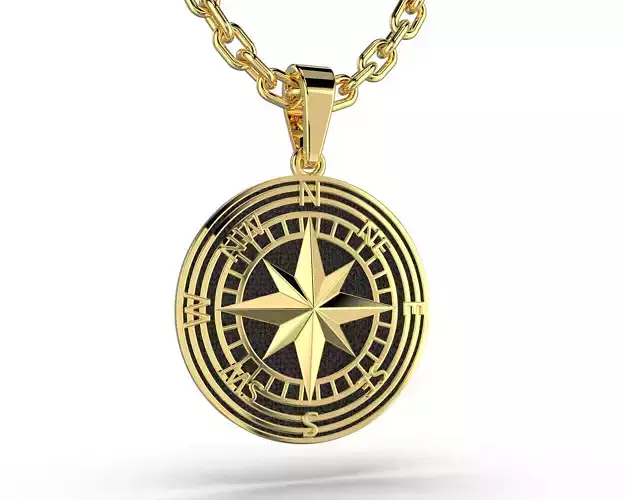 Printable jewelry pendant wind rose STL