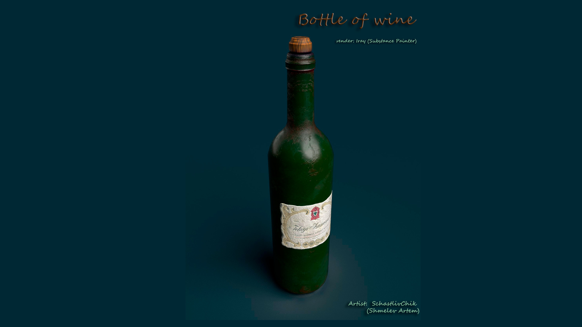 Bottle of wine Free low-poly 3D model_4
