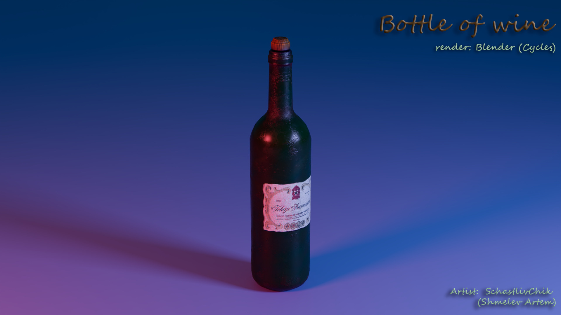 Bottle of wine Free low-poly 3D model_3