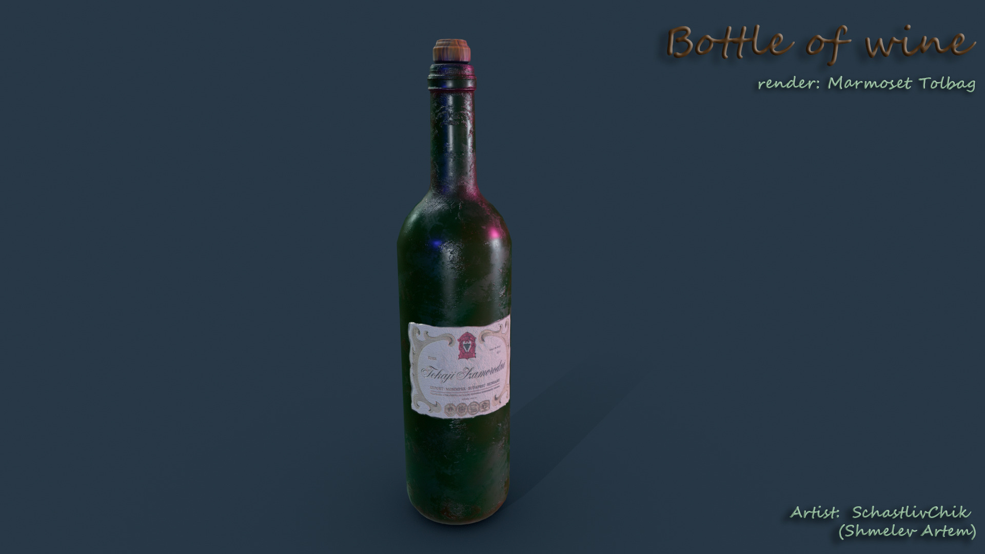 Bottle of wine Free low-poly 3D model_6