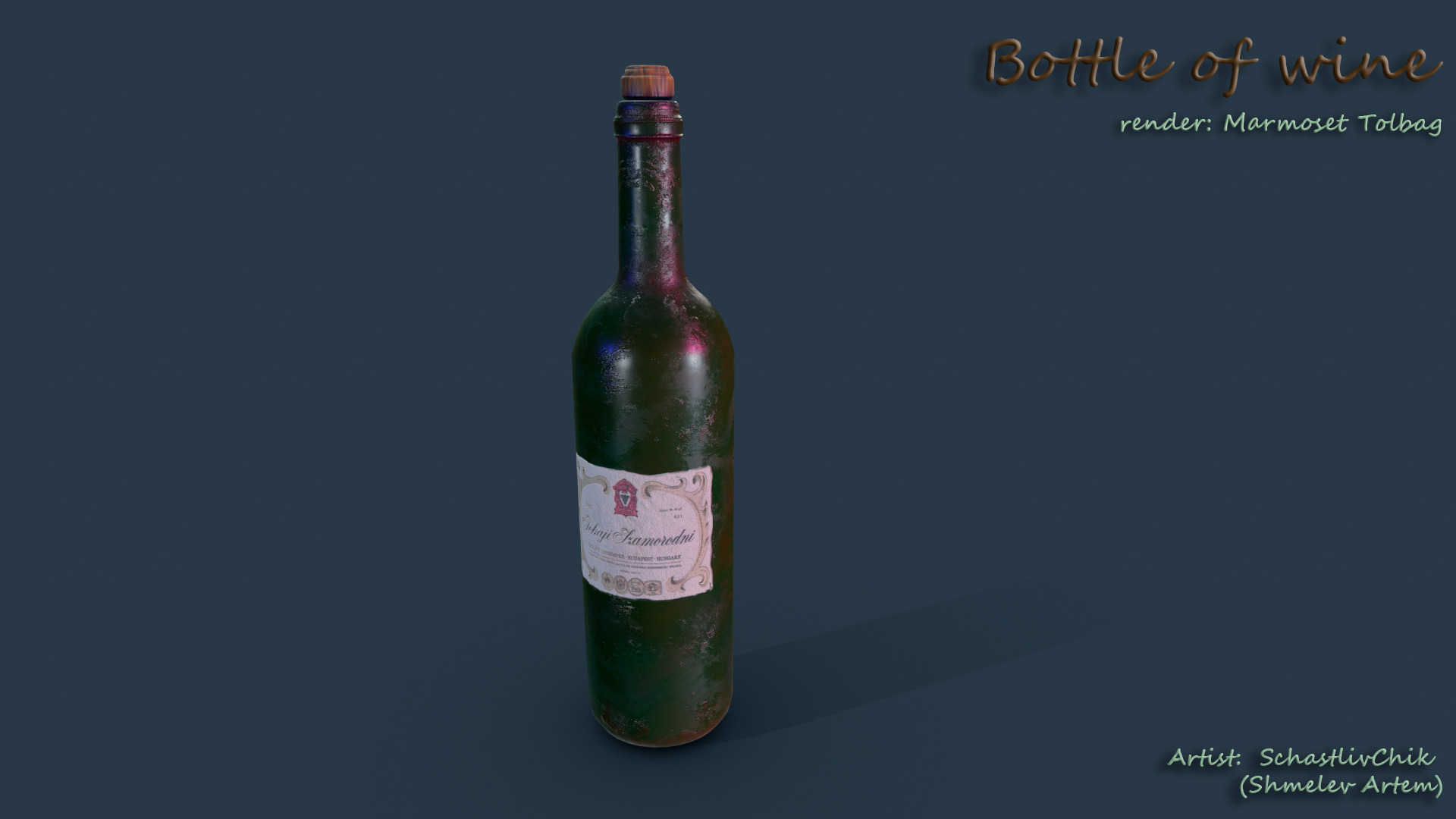 Bottle of wine Free low-poly 3D model_5