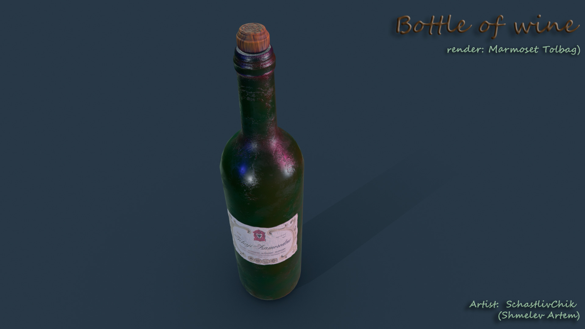 Bottle of wine Free low-poly 3D model_7