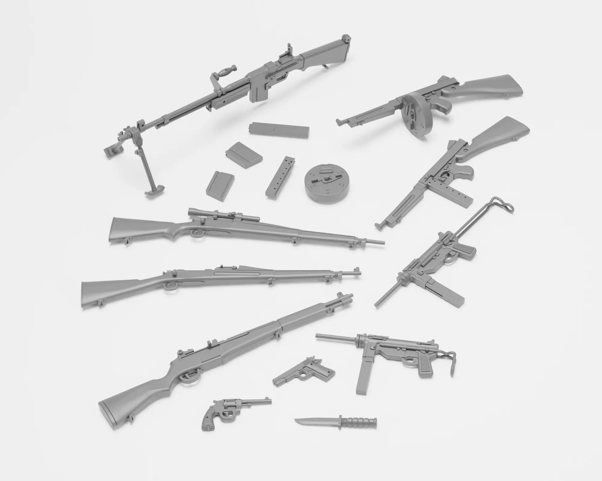 US Army WWII weapons - 1-35 diorama accessories - supported 3D print model_0