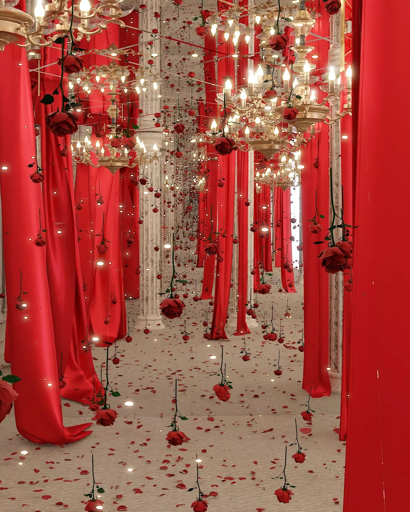 Curtains and Roses 3D model