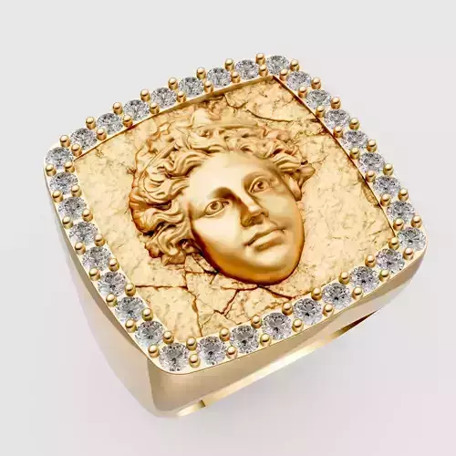 Greek face ring printable gold jewelry printable 3D model