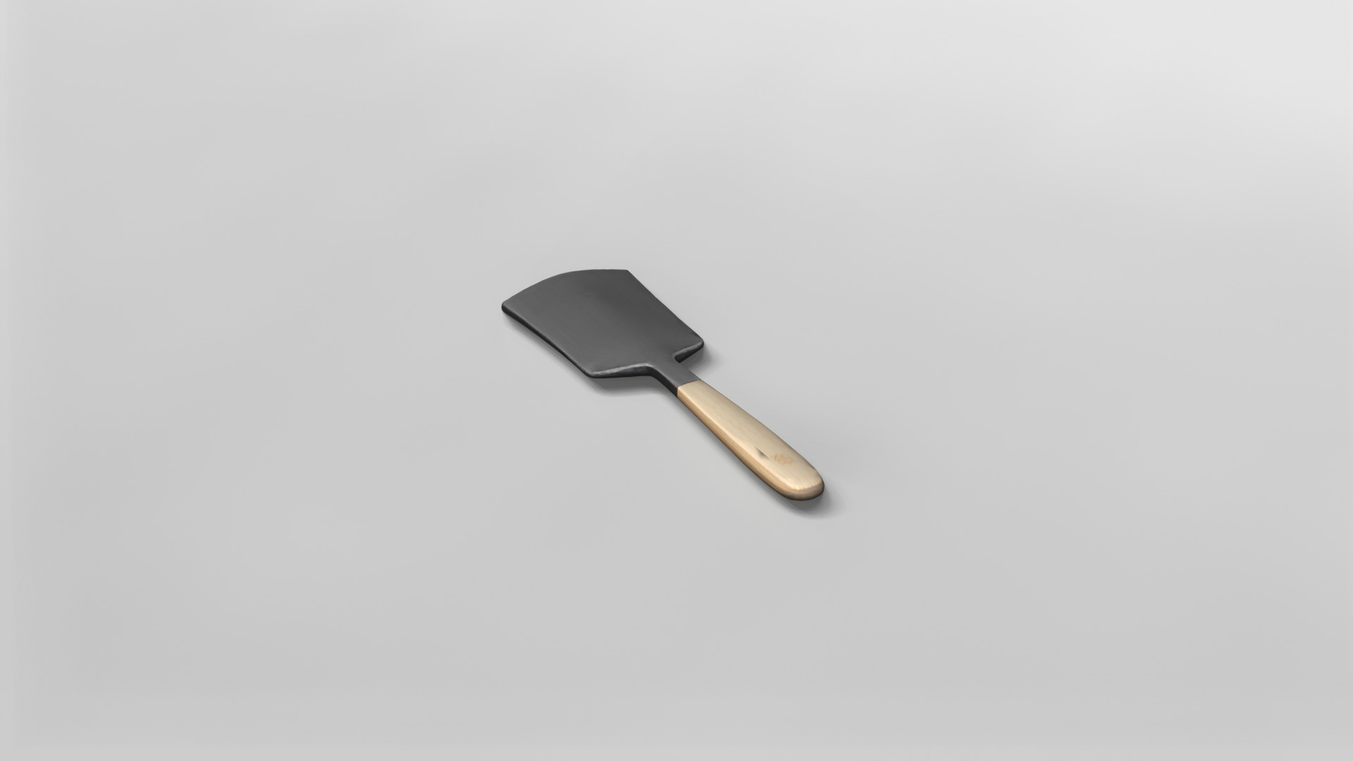 3D Model of a Kitchen Spatula with Wooden Handle 3D model_3
