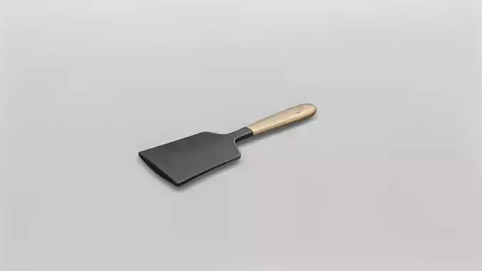 3D Model of a Kitchen Spatula with Wooden Handle