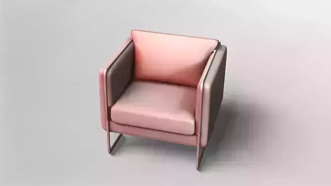 Modern Pink Armchair with Metal Frame