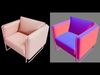 Modern Pink Armchair with Metal Frame 3D model_1