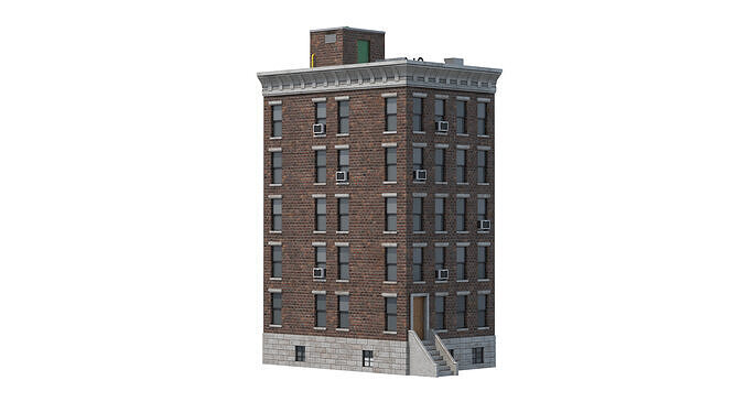 Apartment Building Low-poly 3D model 3