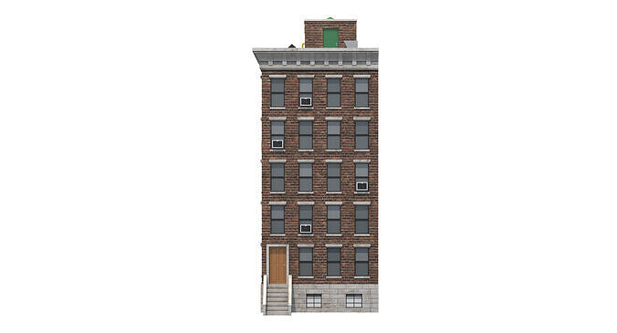 Apartment Building Low-poly 3D model 5